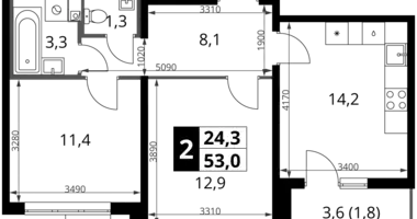 Apartamento 2 habitaciones en Leninsky District, Rusia