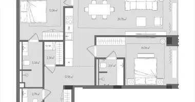 Apartamento 2 habitaciones en Moscú, Rusia