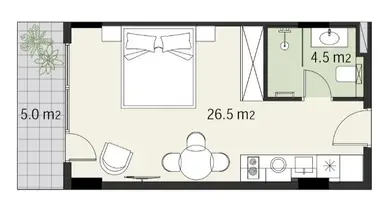 Studio 1 chambre dans Shua Makhinjauri, Géorgie