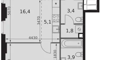 2 room apartment in Moscow, Russia