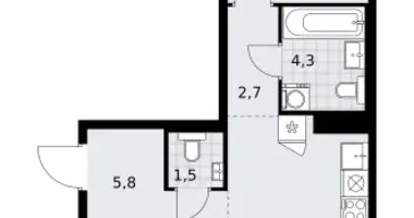 Apartamento 2 habitaciones en Troitsk, Rusia