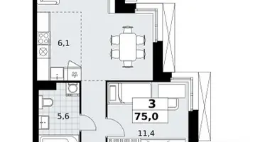 Квартира 3 комнаты в район Коммунарка, Россия