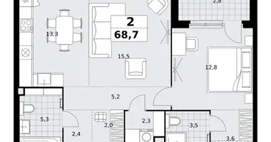 Apartamento 2 habitaciones en Kommunarka, Rusia