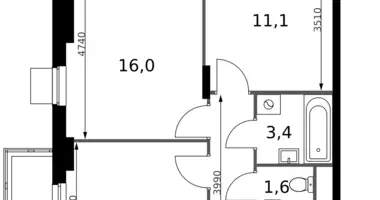 Квартира 2 комнаты в Сапроново, Россия