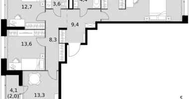 3 room apartment in Moscow, Russia