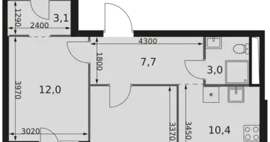 Apartamento 2 habitaciones en Moscú, Rusia