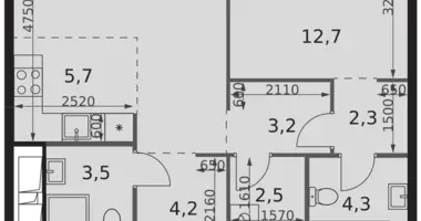 2 room apartment in Moscow, Russia