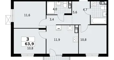 Appartement 3 chambres dans Krasnoye Selo, Russie