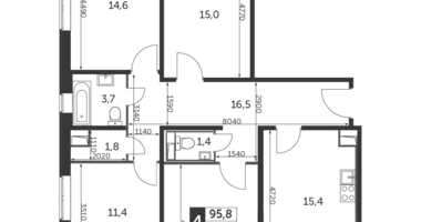 Apartamento 4 habitaciones en Liúbertsy, Rusia