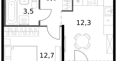 1 room apartment in Leninsky District, Russia