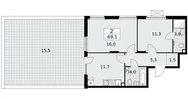 2 room apartment in Troitsk, Russia
