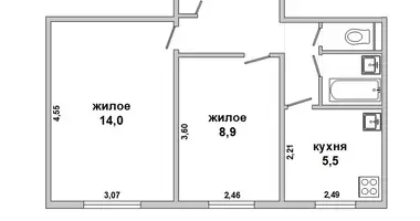 2 room apartment in Muchaviecki sielski Saviet, Belarus