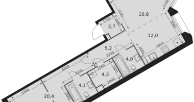 Appartement 2 chambres dans Moscou, Russie