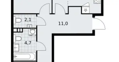 3 room apartment in Kommunarka, Russia
