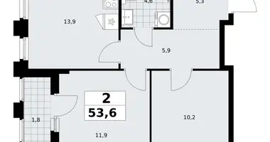 Apartamento 2 habitaciones en Troitsk, Rusia