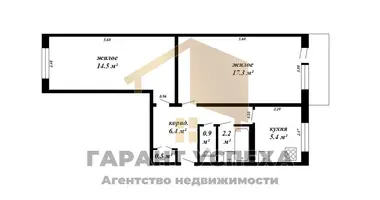 2 room apartment in Muchaviecki sielski Saviet, Belarus