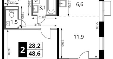 2 room apartment in Sapronovo, Russia