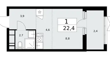 1 room apartment in Kommunarka, Russia