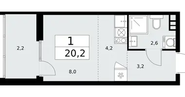 Mieszkanie 1 pokój w Troick, Rosja