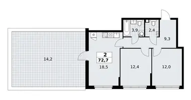 Mieszkanie 2 pokoi w Wnukowo, Rosja