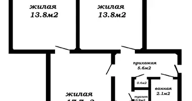 Mieszkanie 3 pokoi w Mińsk, Białoruś