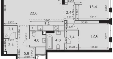 Wohnung 3 zimmer in Moskau, Russland