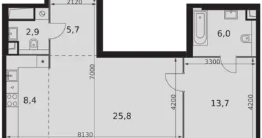 2 room apartment in Moscow, Russia