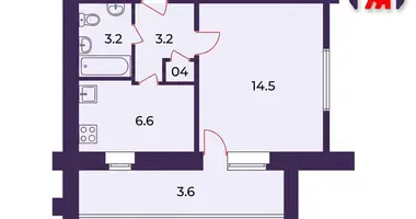 Apartamento 1 habitación en Saligorsk, Belarús