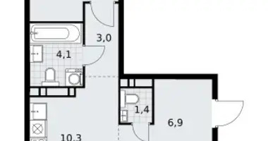 3 room apartment in Vnukovo, Russia
