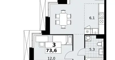 Wohnung 3 zimmer in Kommunarka, Russland