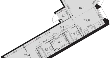 2 room apartment in Moscow, Russia