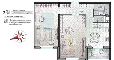 Apartamento 2 habitaciones en Maguilov, Belarús