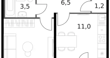 Apartamento 1 habitación en Moscú, Rusia