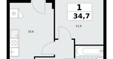 1 room apartment in Kommunarka, Russia