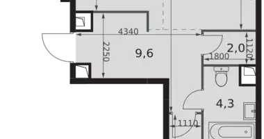 2 room apartment in Moscow, Russia