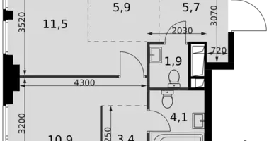 Квартира 2 комнаты в Москва, Россия