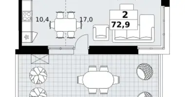 Квартира 2 комнаты в район Коммунарка, Россия