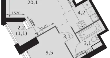 Apartamento 2 habitaciones en Moscú, Rusia
