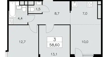 Wohnung 3 zimmer in Moskau, Russland