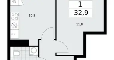1 room apartment in Kommunarka, Russia