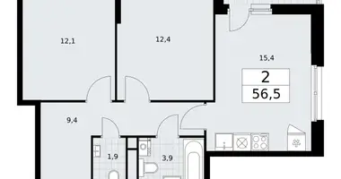 Mieszkanie 2 pokoi w Wnukowo, Rosja