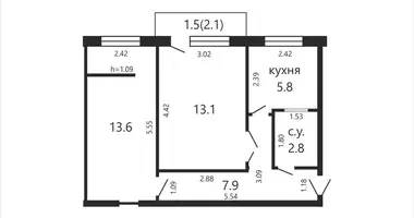 Mieszkanie 2 pokoi w Mińsk, Białoruś