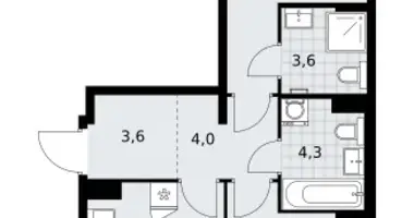 2 room apartment in Kommunarka, Russia