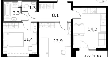 2 room apartment in Leninsky District, Russia