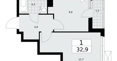 1 room apartment in Kommunarka, Russia