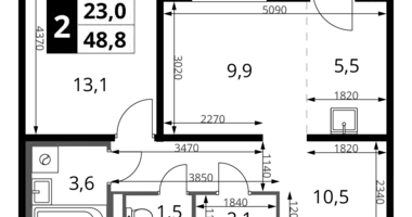 Квартира 2 комнаты в Сапроново, Россия