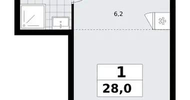1 room apartment in Kommunarka, Russia