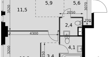 Mieszkanie 2 pokoi w Moskwa, Rosja