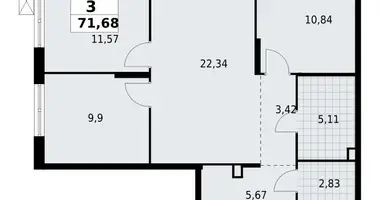 Mieszkanie 3 pokoi w Lagolovskoe selskoe poselenie, Rosja