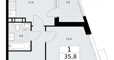 Wohnung 1 zimmer in Wnukowo, Russland